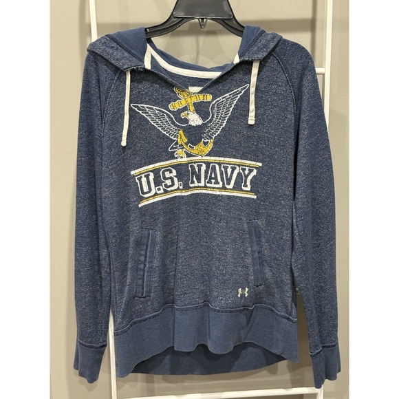 Under Armour Tops - U.S Navy Under Armour Legacy women's blue semi fit front pocket hoodie LG
